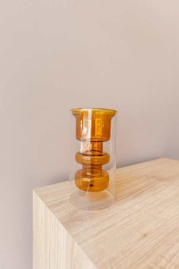 VASO DE VIDRO DUPLO ÂMBAR - Cactos da Maricota