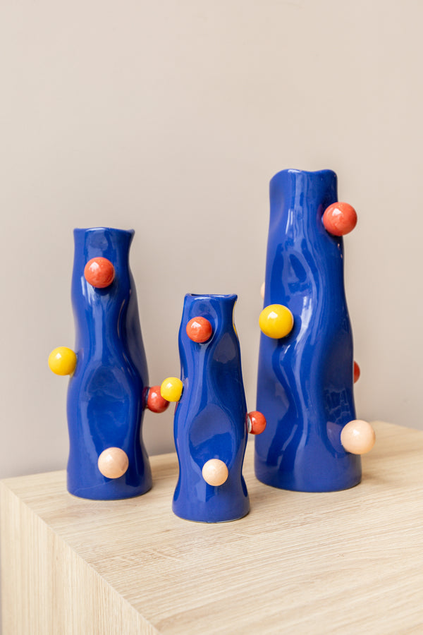 VASO DOTS CERÂMICA AZUL P Cactos da Maricota
