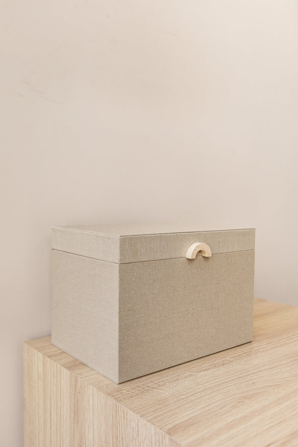 CAIXA EM MDF COM LINHO 17x24x17cm