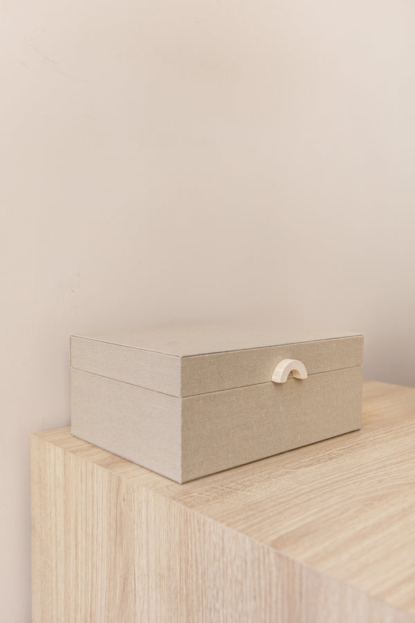 CAIXA EM MDF COM LINHO 10x24x17cm