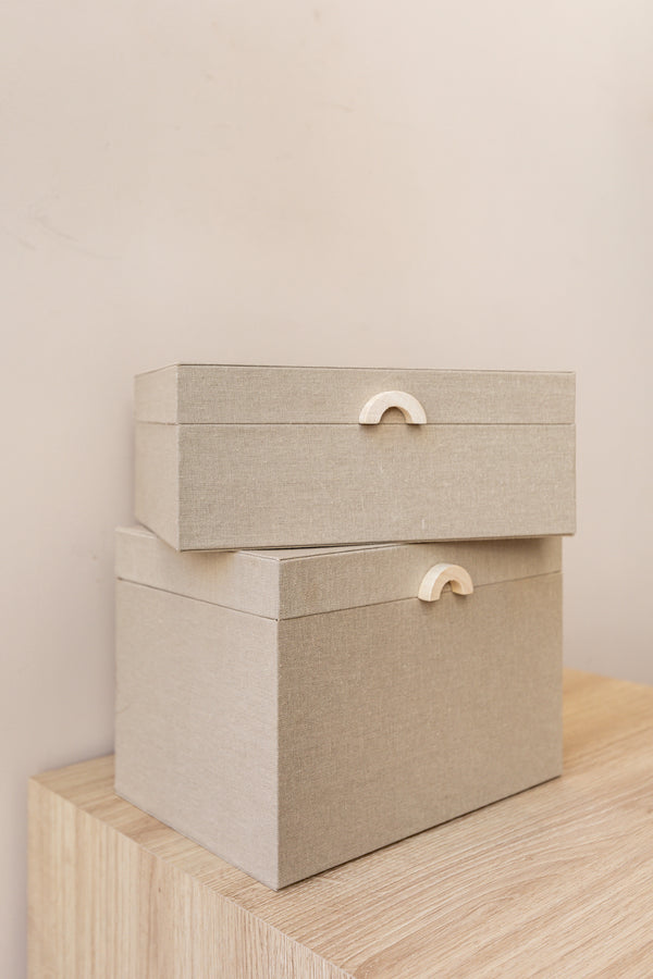 CAIXA EM MDF COM LINHO 10x24x17cm