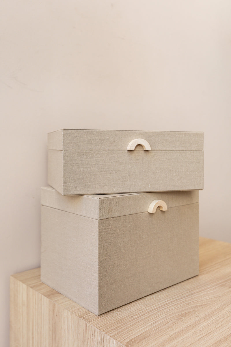 CAIXA EM MDF COM LINHO 10x24x17cm