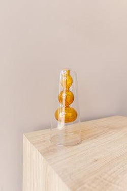 VASO DE VIDRO DUPLO REDONDO ÂMBAR - Cactos da Maricota