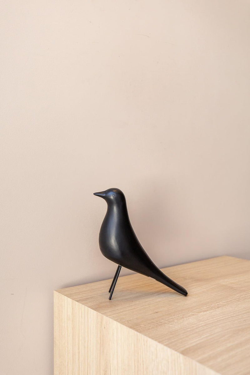 ESCULTURA PÁSSARO PRETO EM CERÂMICA 14,5x15,5CM Cactos da Maricota