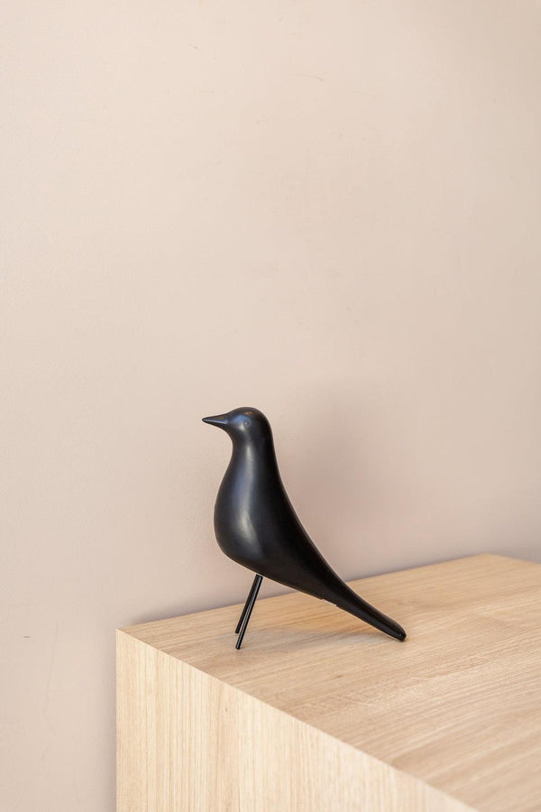 ESCULTURA PÁSSARO PRETO EM CERÂMICA 14,5x15,5CM Cactos da Maricota