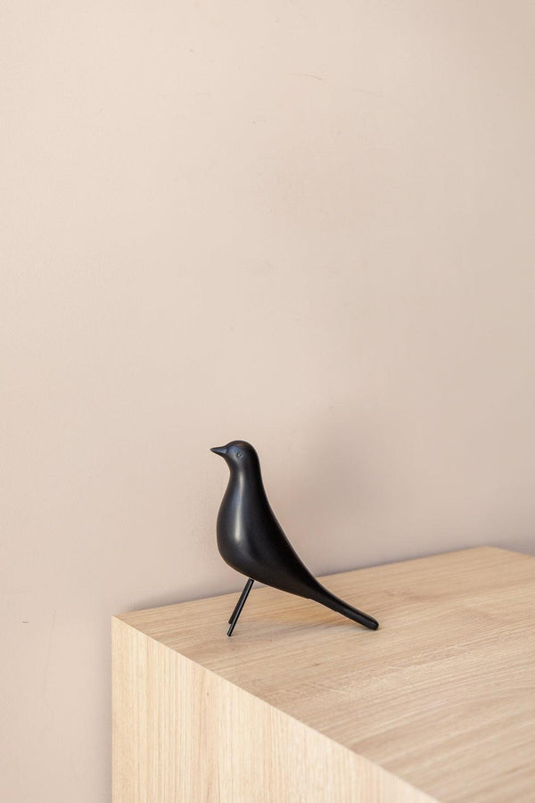 ESCULTURA PÁSSARO PRETO EM CERÂMICA 14,5x15,5CM Cactos da Maricota