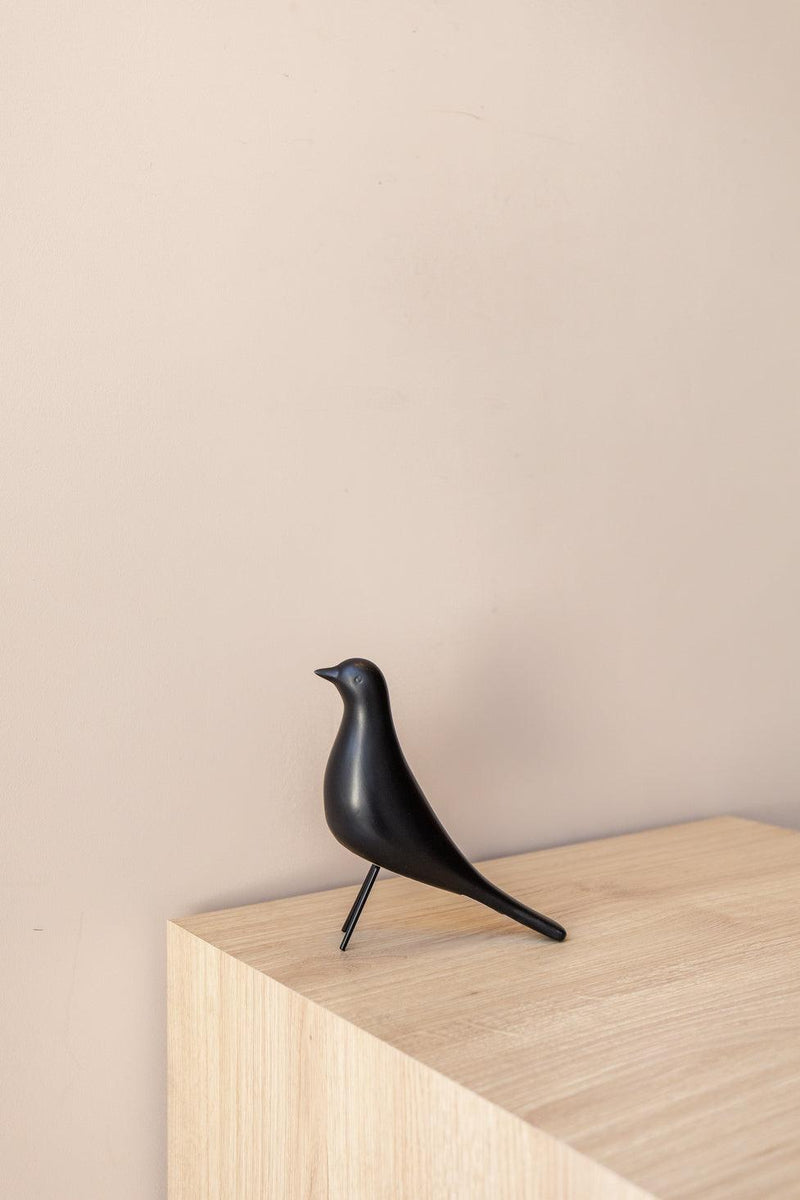 ESCULTURA PÁSSARO PRETO EM CERÂMICA 14,5x15,5CM Cactos da Maricota