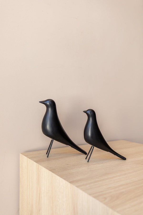 ESCULTURA PÁSSARO PRETO EM CERÂMICA 14,5x15,5CM Cactos da Maricota