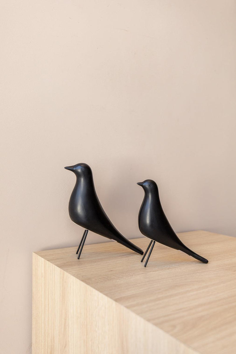 ESCULTURA PÁSSARO PRETO EM CERÂMICA 14,5x15,5CM Cactos da Maricota