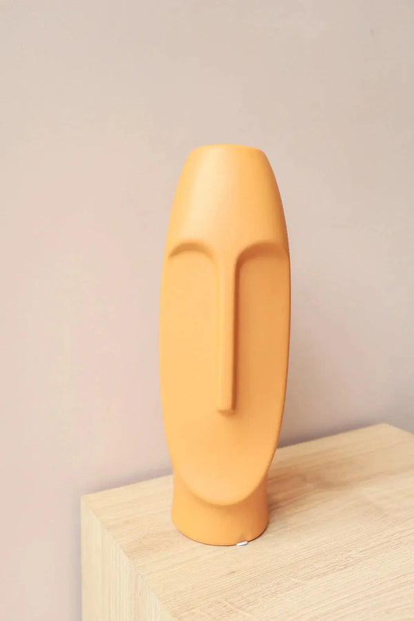 Vaso Moai Face Mostarda Cactos da Maricota